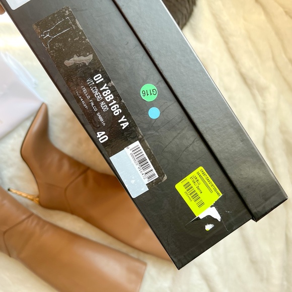 $725 Loriblu Made In Italy Camel Taupe Knee High Boots High Heel Pointy Toe 40IT - Picture 15 of 15